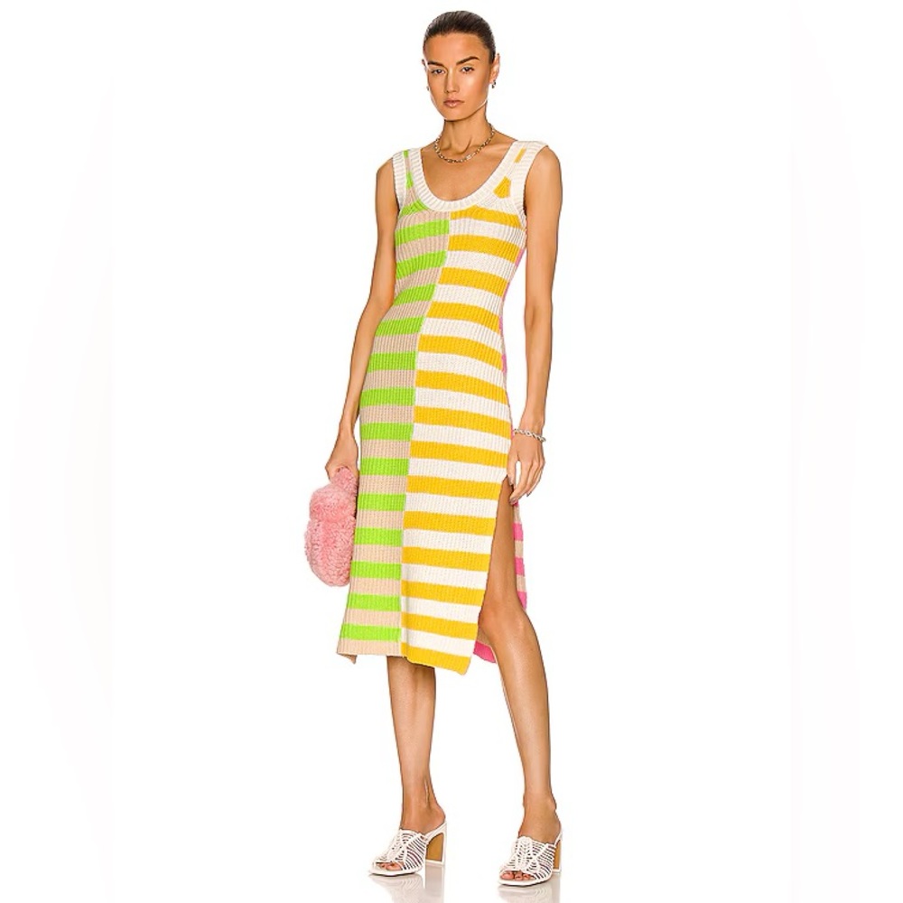 STAUD Seashore Capri Stripe Rib Knit Midi Dress - Picture 3 of 10